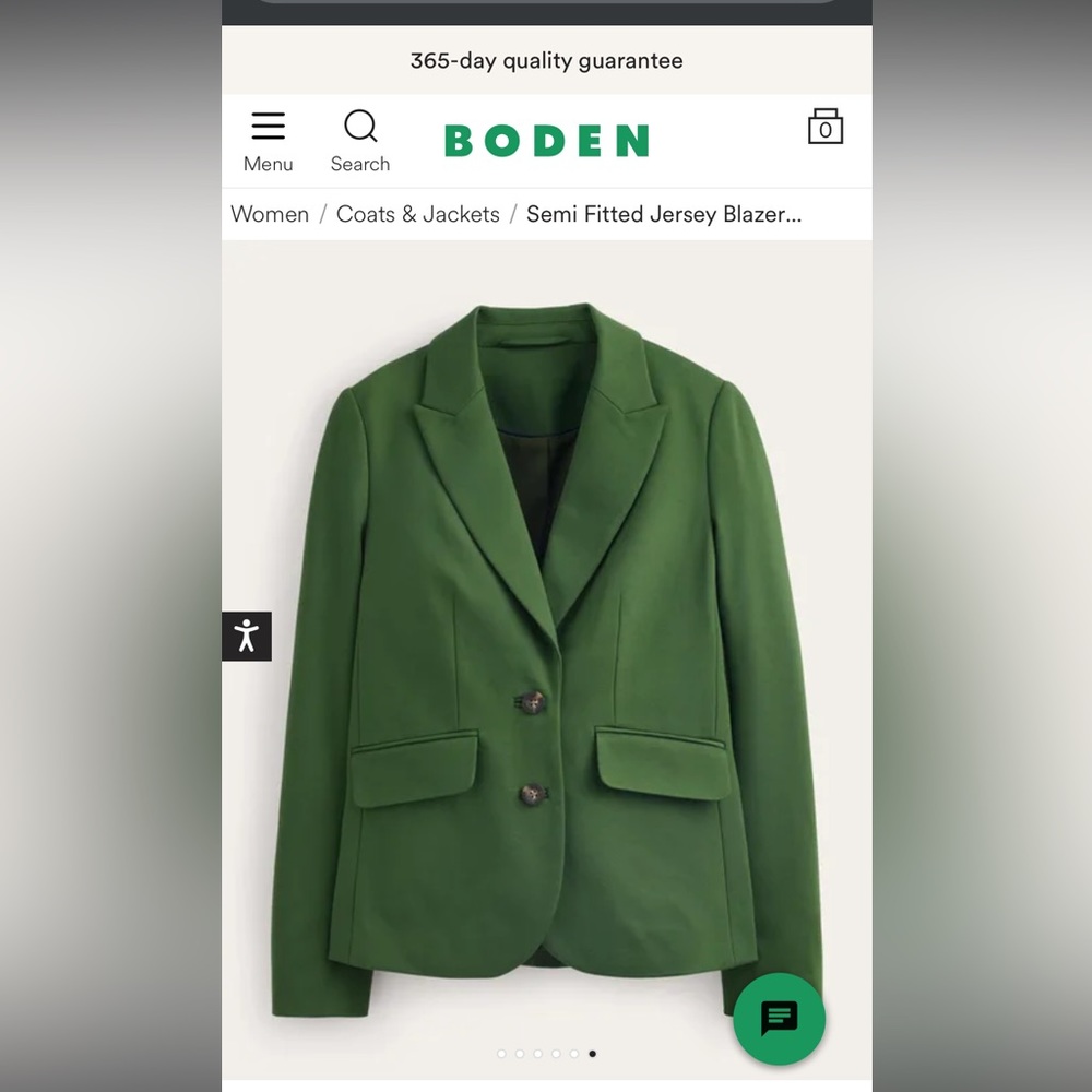 Boden Semi-fitted Jersey Blazer | 6P | Kelly Green